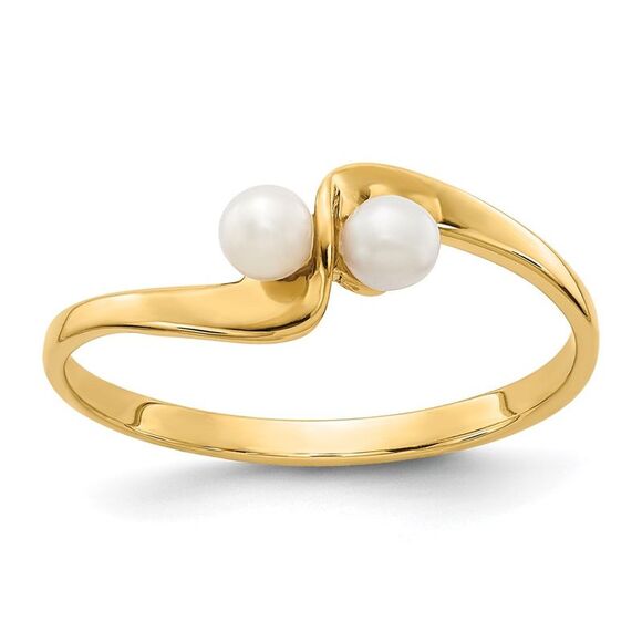 Kazi Luxury 14k Yellow Gold 3mm FW Cultured Pearl ring
